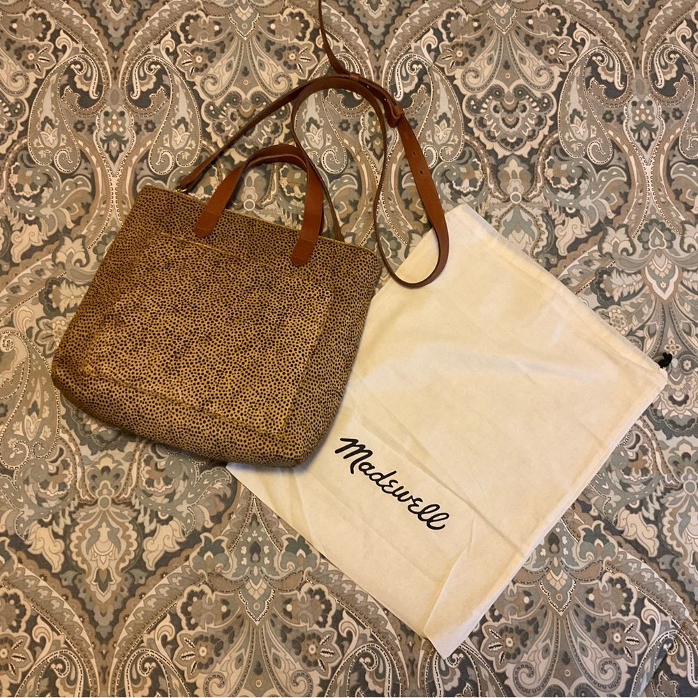 NWT Madewell The Zip Top Transport Crossbody in Spotted Calf Hair Tote